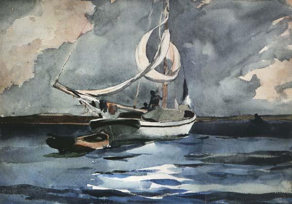 Winslow Homer Sloop Nassau (mk44) Sweden oil painting art